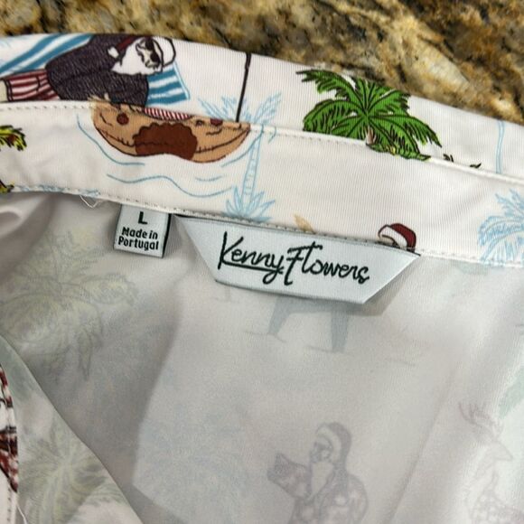 Kenny Flowers White Tropical Print Collared Sleeveless Top Size L - Picture 3 of 7